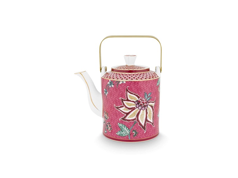 Giftset Teapot Oriental Flower Festival Dark Pink
