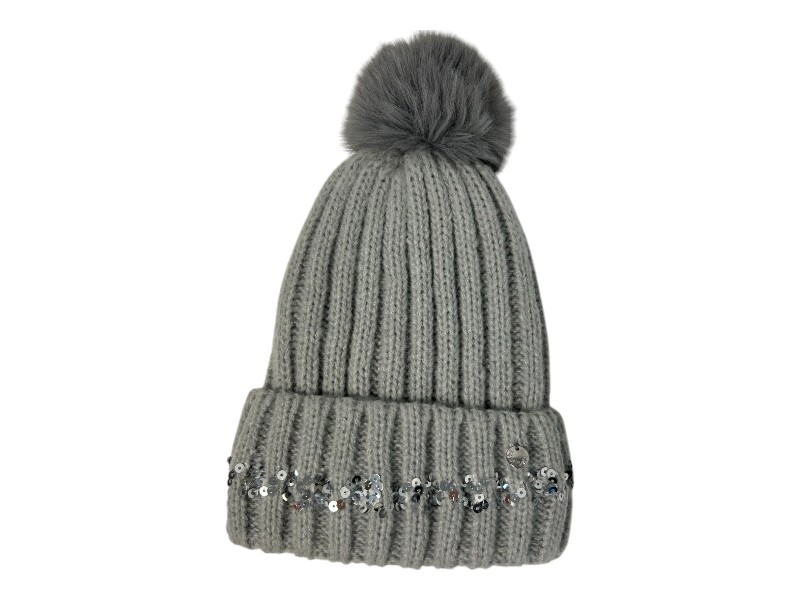 Pretty Sequins Hat & Scarf Set Grey