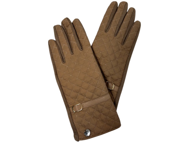 Quilted Buckle Boxed Gloves Brown