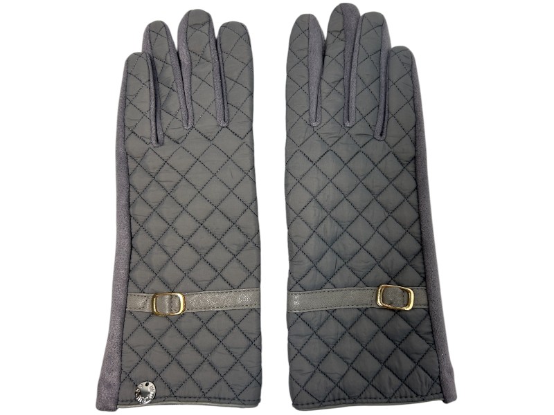 Quilted Buckle Boxed Gloves Grey