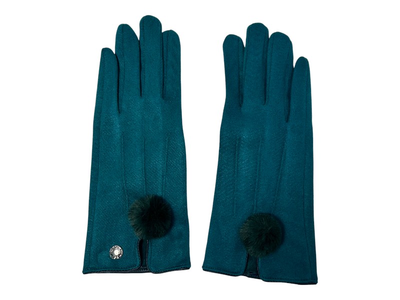 Stylish Pom Pom Boxed Gloves Green