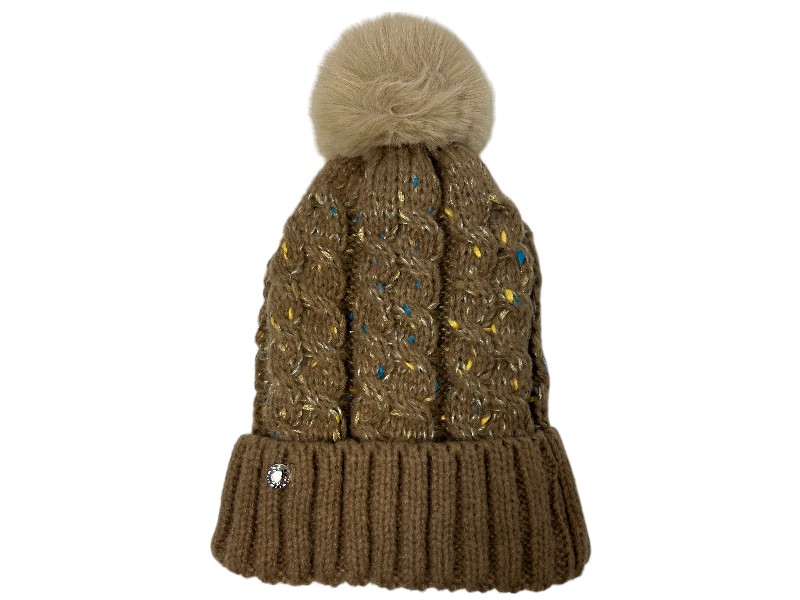 Flecked Boxed Hat & Scarf Set Beige