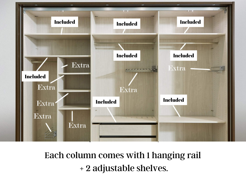 Miami Customisable Sliding Wardrobe - Choose Preferred Width, Height, Colour & Accessories 