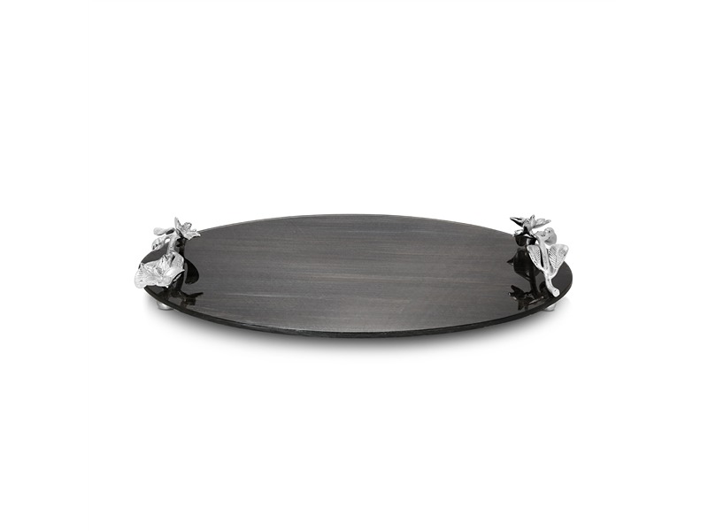 Amelia Mirrored Tray Round Silver
