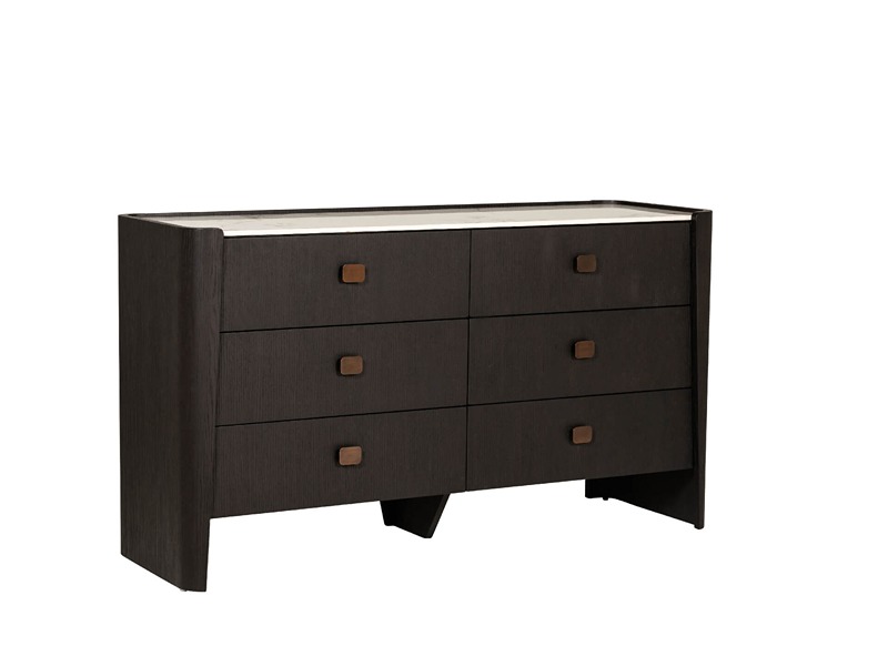 Rhodes Ebony Dressing Chest 6 Drawer