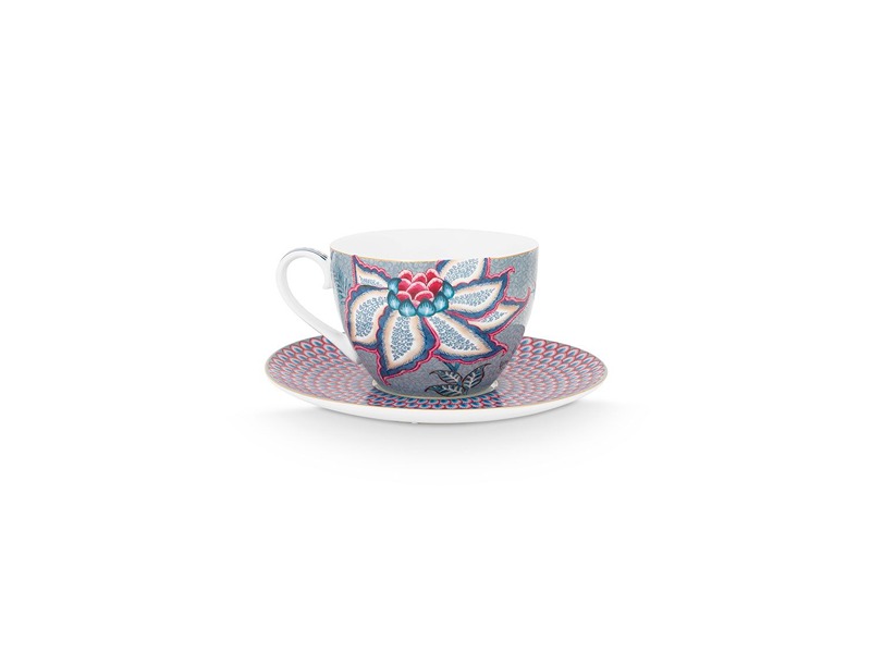 Set Of 4 Plates Flower Festival Dark Pink 17Cm