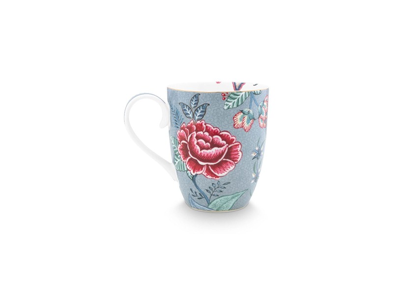 Set Of 2 Mugs Large Flower Festival Light Blue 350