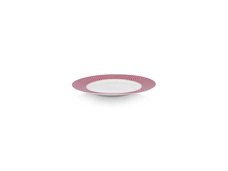 Set Of 4 Plates Flower Festival Dark Pink 17Cm