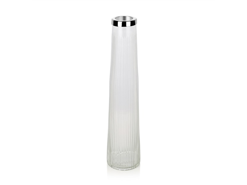 Tall Ribbed Glass Vase