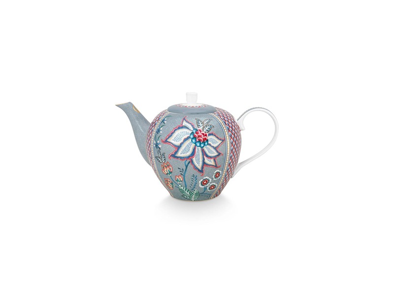 Tea Pot Large Flower Festival Light Blue 1.6Ltr
