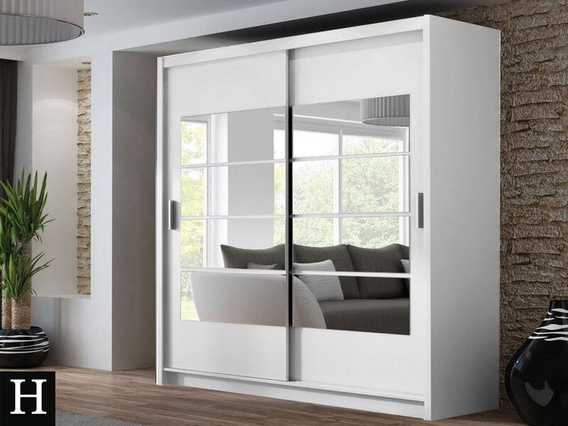 Toronto 1.5M Mirrored Slide Robe - White
