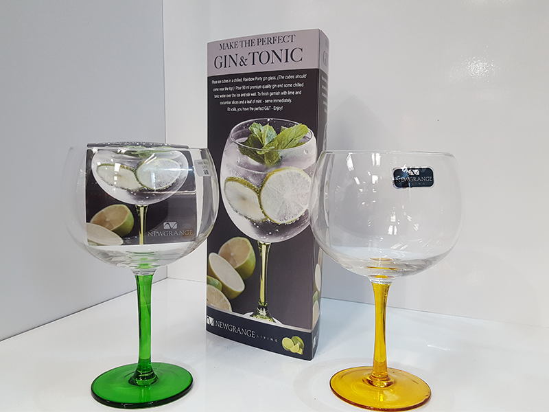Gin Glass Pair Green & Yellow
